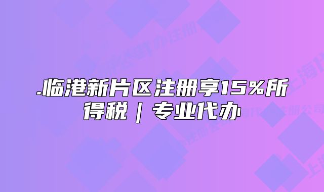 .临港新片区注册享15%所得税|专业代办