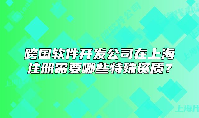跨国软件开发公司在上海注册需要哪些特殊资质？
