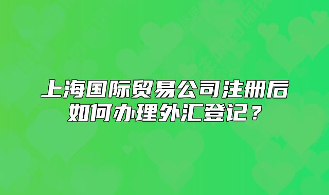 上海国际贸易公司注册后如何办理外汇登记?