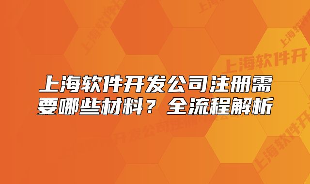 上海软件开发公司注册需要哪些材料？全流程解析