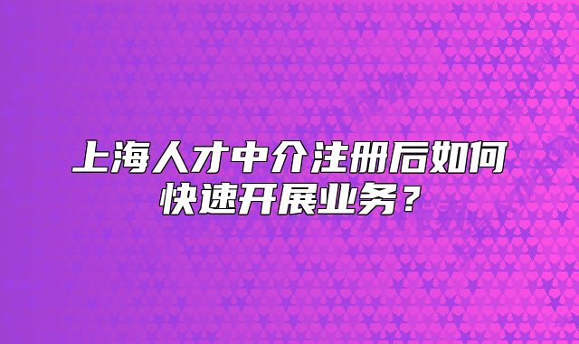 上海人才中介注册后如何快速开展业务?