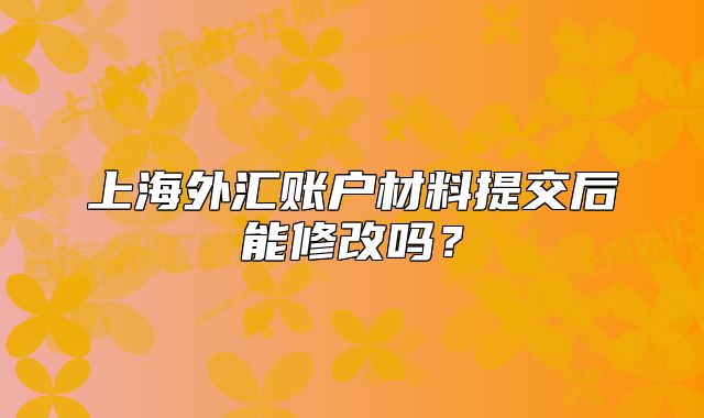 上海外汇账户材料提交后能修改吗？
