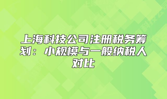 上海科技公司注册税务筹划:小规模与一般纳税人对比