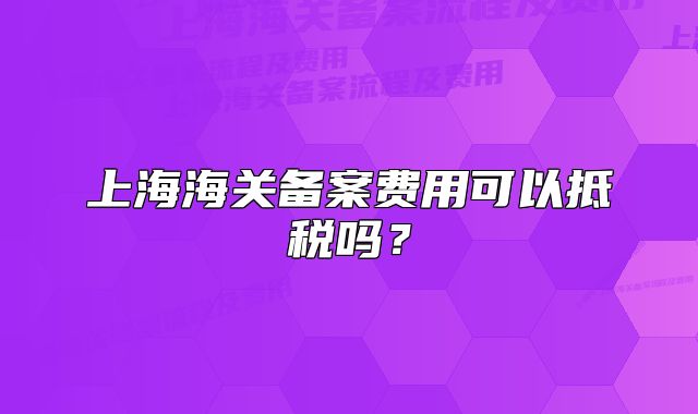上海海关备案费用可以抵税吗？