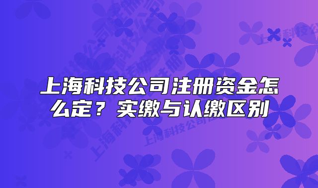 上海科技公司注册资金怎么定?实缴与认缴区别