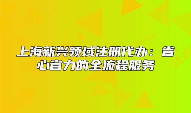 上海新兴领域注册代办：省心省力的全流程服务