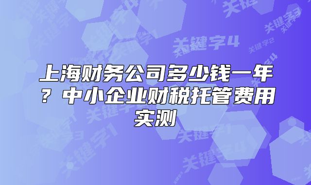 上海财务公司多少钱一年?中小企业财税托管费用实测