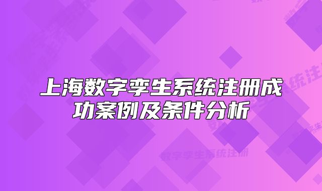 上海数字孪生系统注册成功案例及条件分析