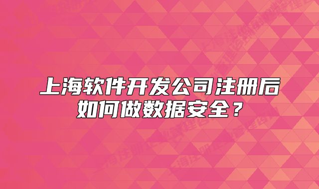 上海软件开发公司注册后如何做数据安全?