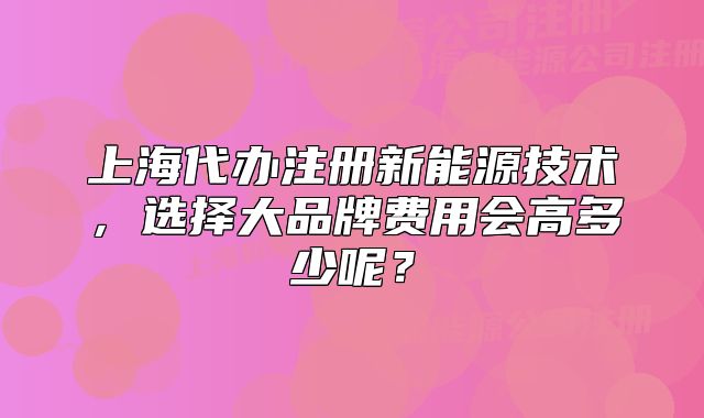上海代办注册新能源技术,选择大品牌费用会高多少呢?