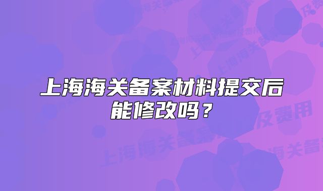 上海海关备案材料提交后能修改吗?