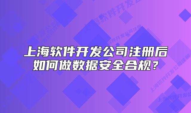 上海软件开发公司注册后如何做数据安全合规?