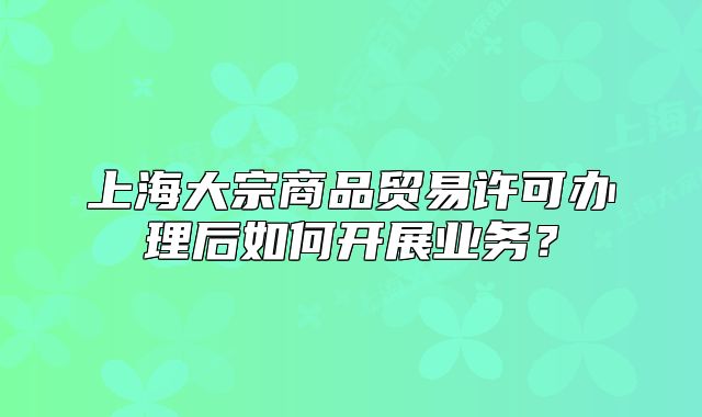 上海大宗商品贸易许可办理后如何开展业务?