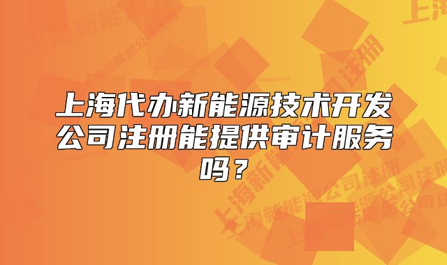 上海代办新能源技术开发公司注册能提供审计服务吗?