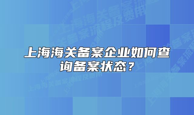 上海海关备案企业如何查询备案状态？