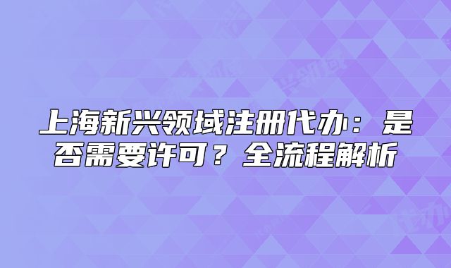 上海新兴领域注册代办:是否需要许可?全流程解析