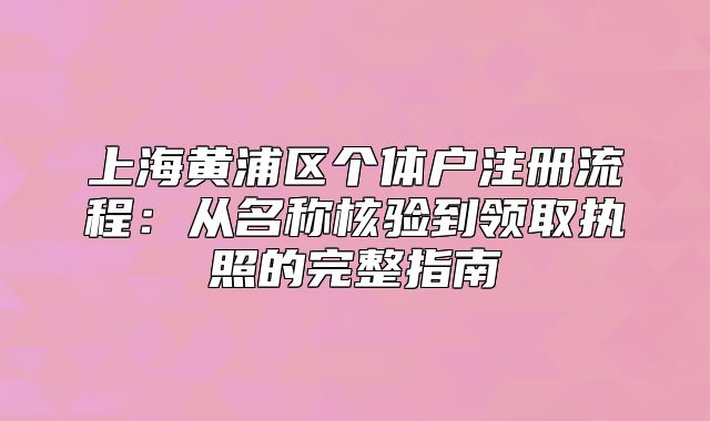 上海黄浦区个体户注册流程：从名称核验到领取执照的完整指南