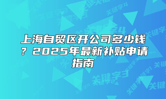 上海自贸区开公司多少钱?2025年最新补贴申请指南