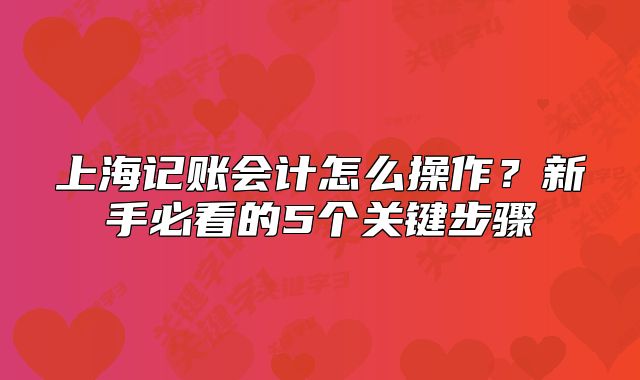 上海记账会计怎么操作?新手必看的5个关键步骤