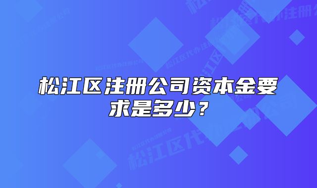松江区注册公司资本金要求是多少?