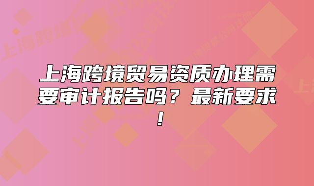 上海跨境贸易资质办理需要审计报告吗?最新要求!