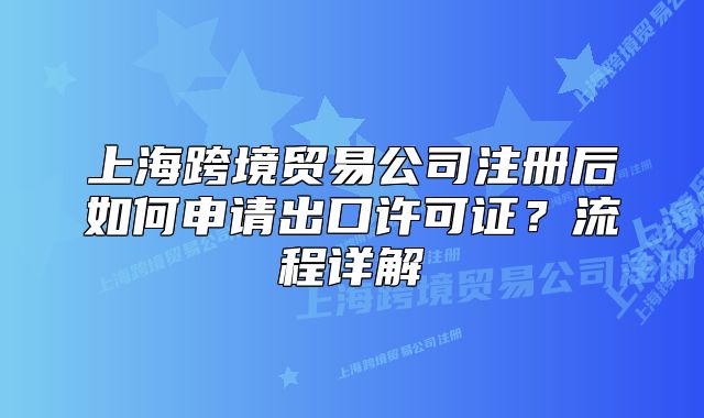 上海跨境贸易公司注册后如何申请出口许可证?流程详解