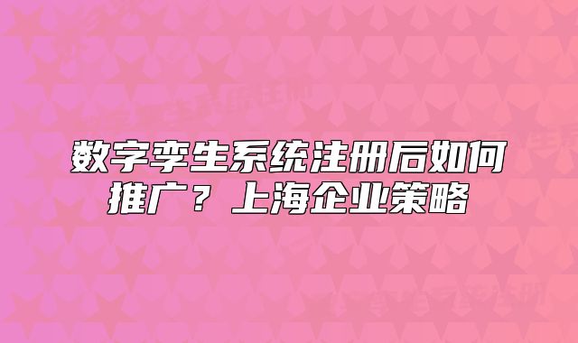 数字孪生系统注册后如何推广?上海企业策略