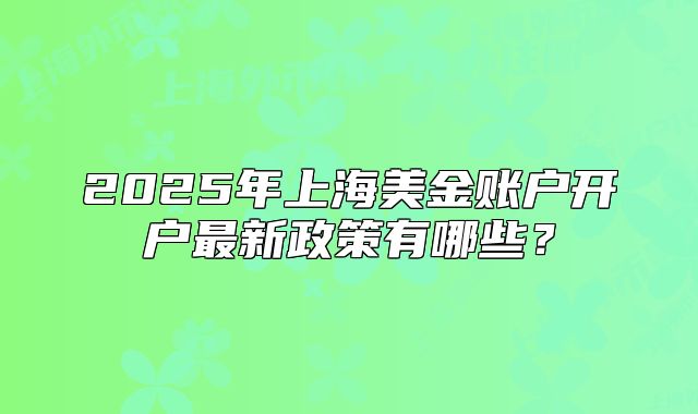2025年上海美金账户开户最新政策有哪些？