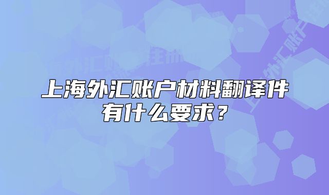 上海外汇账户材料翻译件有什么要求?
