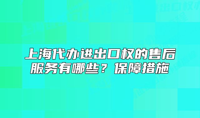 上海代办进出口权的售后服务有哪些?保障措施