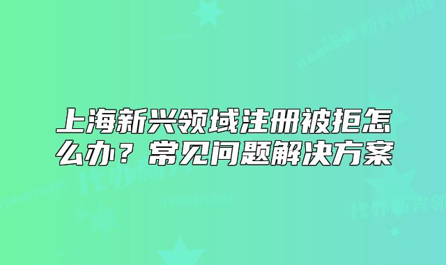 上海新兴领域注册被拒怎么办?常见问题解决方案