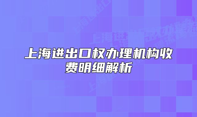 上海进出口权办理机构收费明细解析