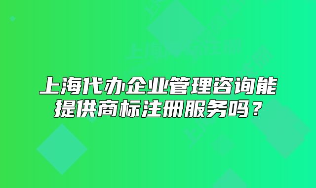 上海代办企业管理咨询能提供商标注册服务吗？