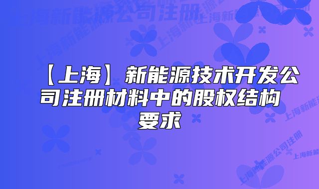 【上海】新能源技术开发公司注册材料中的股权结构要求