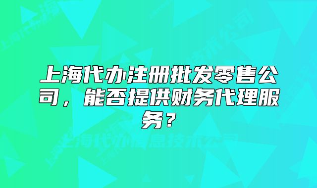 上海代办注册批发零售公司,能否提供财务代理服务?