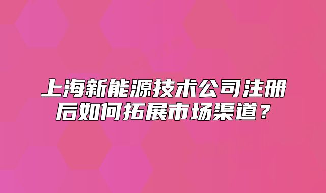 上海新能源技术公司注册后如何拓展市场渠道?
