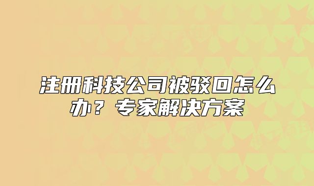 注册科技公司被驳回怎么办?专家解决方案