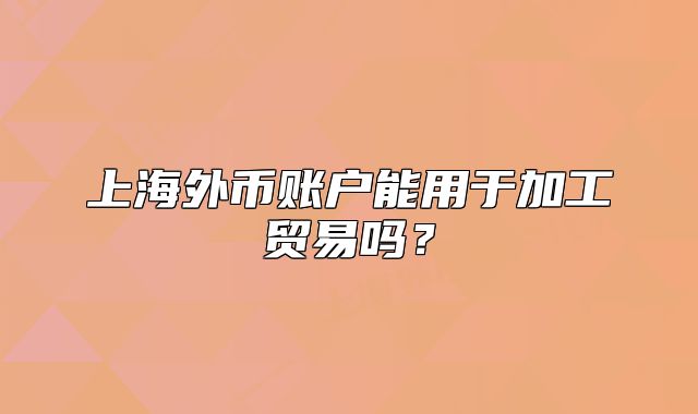上海外币账户能用于加工贸易吗?