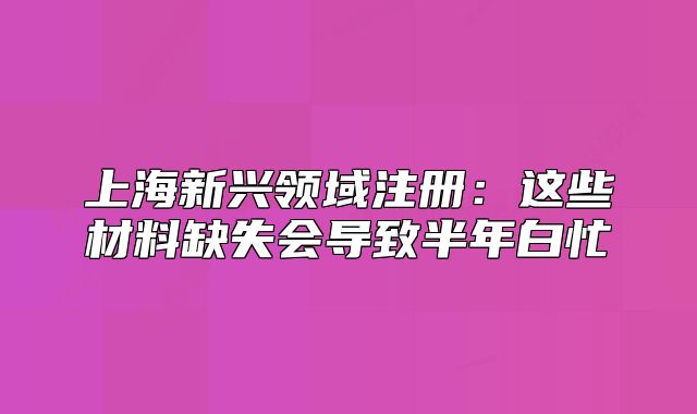 上海新兴领域注册:这些材料缺失会导致半年白忙