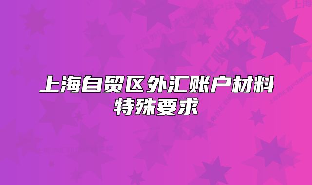 上海自贸区外汇账户材料特殊要求