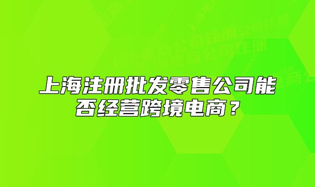 上海注册批发零售公司能否经营跨境电商?