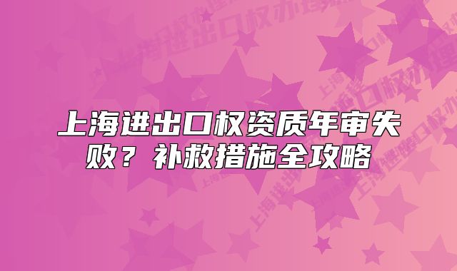 上海进出口权资质年审失败?补救措施全攻略