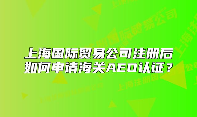 上海国际贸易公司注册后如何申请海关AEO认证?