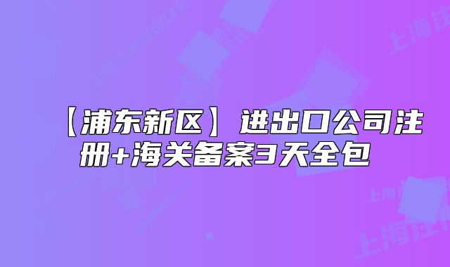 【浦东新区】进出口公司注册+海关备案3天全包