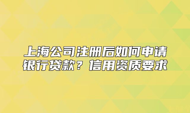 上海公司注册后如何申请银行贷款?信用资质要求