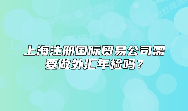 上海注册国际贸易公司需要做外汇年检吗?