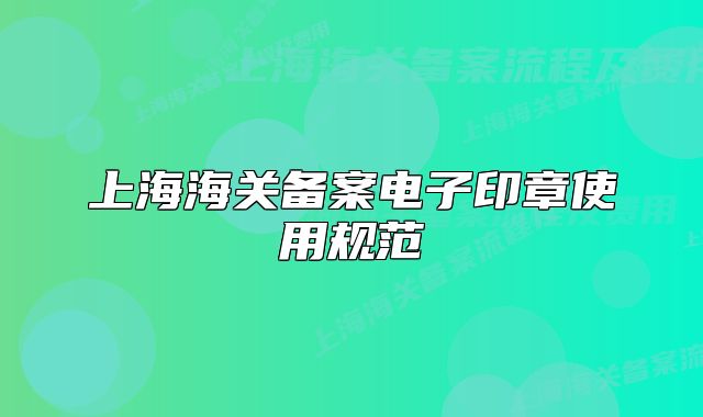 上海海关备案电子印章使用规范