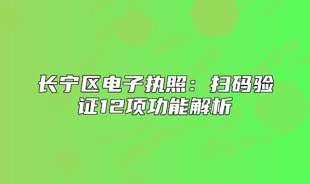 长宁区电子执照:扫码验证12项功能解析