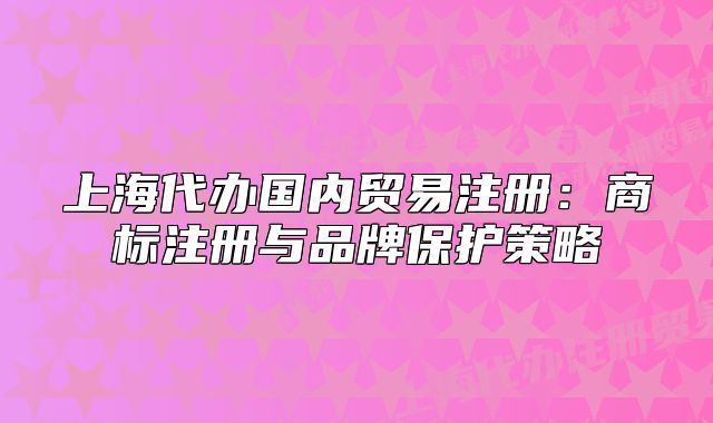 上海代办国内贸易注册：商标注册与品牌保护策略