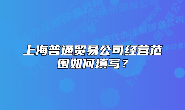 上海普通贸易公司经营范围如何填写?